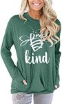 Angerella Pockets Tunics for Women Ladies Casual Loose Fit Baggy Long Sleeve Cozy Look Fall Tops Green Small