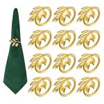 ZIBUYU� 12pcs Napkin Ring, Golden Leaf Napkin Ring Deluxe Napkin Ring for Dining Table, Wedding, Feast, Banquet, Festival