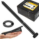 Mywish (25Sets) 1/2" x 6" Lag Bolts, 304 Stainless Steel 1/2 inch Lag Screws Bolts for Wood, Heavy Duty Hex Head with Flat Washers Bolt Kit, Black Oxided