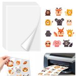 A4 Sticker Paper Labels, ADERTOS 30 Sheets Waterproof Printable Vinyl Stickers Paper Matte Sticker Printer Paper Self-Adhesive Vinyl Inkjet Film Decal for Inkjet & Laser Printers - Transparent Backing