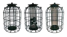 Set of 3 Squirrel Guard Hanging Wild Bird Feeders Seeds Nuts & Fat Balls