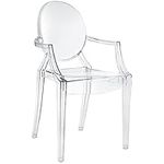 Nicer Furniture® Set of1 Louis XVI Ghost Chair with Arms-Modern Armchair with Arm Polycarbonate Plastic in Clear Transparent Crystal