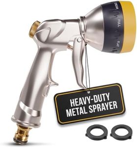 Metal Garden Hose Nozzle High Pressure, 8 Spray Patterns, Lock Clip