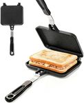 Cididu Hot Sandwich Maker, Grilled Sandwich Toaster for Small Bread Pancake, Double Sided Non-Stick Frying Pan, Stovetop Sandwich Grill Press Flip Pan for Camping Kitchen (Inside 5.4" L x 4.7" W)