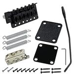 EMSea Electric Guitar Tremolo Bridge System Set with Neck Plate Whammy Bar Replacement Compatible with Fender Start ST Guitar Black Zinc Alloy