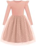 Arshiner Toddler Baby Girl Tutu Dress Long Sleeve Ruffle Sequin Tulle Party Princess Flower Holiday Dresses Pink 2T