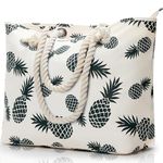 KALIDI Extra Large Beach Bag for Women with Zipper Waterproof Beach Tote Bags with Pockets Large Sports Bag for Women Ladies Girls Summer Tote Bag Shoulder Bag Shopping Bag,Pineapple