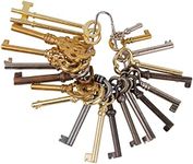 KY-20S Reproduction Antique Skeleton Key Set - Antique Cabinet & Grandfather Clock Door Key Vintage Old Furniture + Free Bonus (Skeleton Key Badge