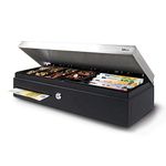 Safescan SD-4617S Flip-Top Cash Drawer that Safely Stores Your Cash - Till Drawer with 6 Note and 8 Coin Slots - Cash Till with RJ-12 Connection - Solid Cash Register Drawer of 46 X 17 X 10 cm