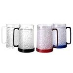 Easicozi Double Wall Gel Frosty Freezer Ice Mugs Clear Set of 4 (White black red and blue)