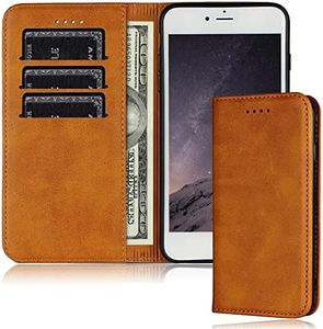 FROLAN for iPhone 7 Plus / 8 Plus Wallet Case, 5.5 Inch, with Credit Card Holder Slot Premium PU Leather Strong Magnetic Flip Folio Drop Protection Shockproof Cover (Brown)