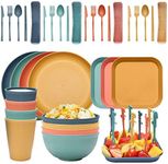 WDOPEN Wheat Straw Dinnerware Set, Unbreakable Dinnerware Set for 4, Microwave & Dishwasher Safe Dinnerware ,Lightweight & Unbreakable Reusable Dishes (Color)