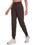 CRZ YOGA Women's Lightweight High Waist Athletic Pants Drawstring Travel Tapered Workout Joggers with Pockets Hot Fudge Brown Small