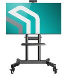 ONKRON Mobile TV Stand on Wheels for 50-90 Inch, Heavy Duty Television Trolley max load 100 kg, Rolling Floor TV Stand VESA 200x200-800x600, Portable Television on Wheels Tilt Black TS1891-B
