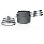 Ninja C56000 Foodi NeverStick Premium 6-Piece Saucepan Set with Glass Lids, Anti-Scratch Nest System, Hard-Anodized, Nonstick, Durable & Oven Safe to 500°F, Slate Grey