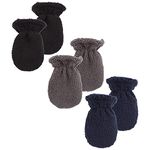 Peecabe Winter Warm Baby Mittens Infant Toddler Fleece Gloves for Boys and Girls Cozy Mittens Set 0-24 Months (S-Black+Navy+Dark Gray, S)