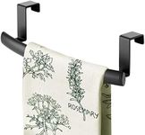 mDesign Steel Over Door Curved Towel Bar Storage, Hanger for Cabinet or Cupboard, Holder Rack for Kitchen, Bathroom - Holds Hand/Dish Towels, Washcloths - Spira Collection - Black