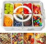 Divided Serving Trays with Lids and Handle, Multi-Purpose 8 Compartments Food Storage Lunch Organizer Kitchen Keeping Tidy Portable Snack Platters Organizer for Candy Fruits Nuts Spices