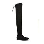 Womens Flat Over The Knee Boots Ladies Black Faux Suede Stretch Calf Leg Winter Thigh High Long Shoes Size 5