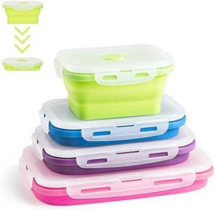 Virklyee 4 PCS Recipientes de Silicona Plegable Fiambrera Recipientes para Alimentos Contenedores de Almacenaje, Ahorro de Espacio(Color o2)
