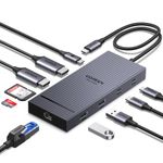 UGREEN Laptop Docking Station Dual Monitor, Revodok Pro 10-in-1 USB C Hub, Dual 4K@60Hz with 2 HDMI, 3x 10Gbps USB-A/C, 100W PD, Ethernet, SD/TF, Aluminum USB-C Dock for Dell, HP, ThinkPad Laptops