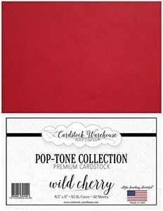 Cardstock Warehouse Pop Tone Wild Cherry Red - 8.5 x 11" - 65 Lb. / 175 Gsm Matte Premium Cardstock Paper - 50 Sheets