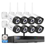 【5MP,Two Way Audio】 Hiseeu WiFi Security Camera System,3TB Hard Drive,8Pcs 5MP Cameras 10Channel NVR,Mobile&PC Remote,Outdoor IP66 Waterproof,Night Vision,Motion Alert,Plug&Play,7/24/Motion Record