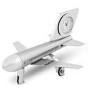 ZAHEPA Aeroplane Miniature Desk Clock | Stylish and Elegant Timepiece for Office Table Decoration | Metal Paper Weights with Sleek Chrome Finish | Ideal Gift for Aviation Enthusiasts.