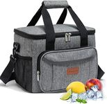 TOMULE Insulated Lunch Bag for Men Women - 24-Can Large Leakproof Lunch Box - Easy Clean Reusable Cooler Bag - Soft Lunch Kits with Shoulder Strap (15L, Gray)