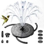 AISITIN DIY Solar Fountain Pump for Water Feature with 3.9ft Cord, Solar Bird Bath Fountain with 6 Nozzles, Solar Powered Water Floating Fountain for Bird Bath, Garden, Ponds Fish Tank, Outdoor