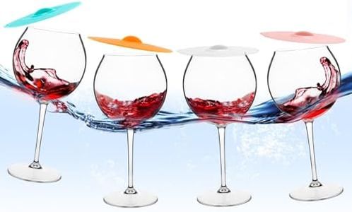 Floating Wine Glasses for Pool with Cup Lids | Set of 4 | Shatterproof Poolside Wine Glasses | Floating Cup | Pool Tub Summer Party Camping | BPA-free | Outdoor Tritan Plastic Wine Glasses (18 oz) (4)