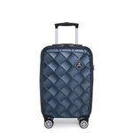 Swiss Military JUPITOR Navy Blue Textured Hard Shell Luggage Trolley Bag with 360 Degree Rotatable 8 Wheels and TSA Lock, 20 Inch