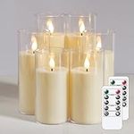 Yeelida Plastic LED Flameless Candles with Two Remote Control,Pack of 6 Ivory Flicering Battery Operated 3D-Wick 2/4/6/8 Timer Pillar Candles(2.2”x 4.4”, 4.4”, 5.3”, 5.3”, 6.1”, 6.1”)