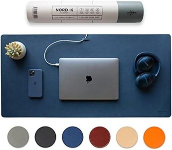 Nordik Leather Desk Mat Cable Organiser (Midnight Blue 89 X 43 cm) Premium Extended Mouse Mat for Home Office Accessories - Felt Vegan Large Leather Desk Pad Protector & Desk Blotter Pads Decor Mousepad