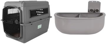 Petmate Sky Kennel, 40 Inch, IATA Compliant Dog Crate for Pets 70-90lbs, Made in USA & Double Diner Kennel Bowl, Gray, Small