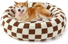 Lesure Donut Small Dog Bed - Round Cat Beds for Indoor Cats Anti-Anxiety Calming Pet Beds, Washable Cute Modern Beds with Teddy Sherpa Plush & Anti Slip Bottom Brown