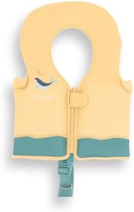 Monnëka Schwimmhilfe Baby 1-2 Jahre mit Kopfstütze | Schwimmweste für Kleinkinder | Lernhilfe zum Schwimmen, Anpassbare Auftriebselemente, Neopren | Whale Teal 1 bis 2 Jahre