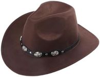 CZCMYAU Western Cowboy Hats,Felt Wide Brimmed Women's Denim Soft Woolen Hats, Outdoor Sun Hats,Coffee