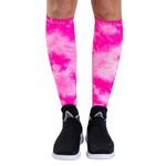 Zensah Running Leg Compression Sleeves - Shin Splint, Calf Compression Sleeve Men and Women (Large/X-Large, Tie Dye Neon Pink)