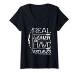 Womens Real Women Have Recurves Funny Archery Hunting V-Neck T-Shirt