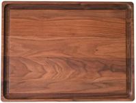 Large Walnut Wood Cutting Board by Virginia Boys Kitchens - 17 x 11 Inch North American Hardwood Chopping and Carving Countertop Block with Juice Drip Groove - Planche à Découper en Bois de Noyer - 43 x 28 cm Réversible et Multifonctionnelle avec Rigole à Jus
