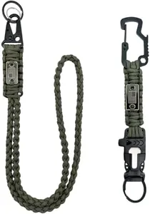 DDOUT Heavy Duty Paracord Lanyard with USA Flag, Paracord Keychain with Carabiner, OD Green Tactical Military Braided Lanyard for Fathers Day Gifts