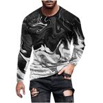 Long Sleeve Tee Shirt for Men 3D Gradient Graphic Print Casual Pullover Big and Tall Crewneck Sweatshirts Sport Tees