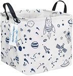 LANGYASHAN Square Storage Baskets Waterproof Canvas Children Laundry Nursery Hamper for Shelves Gift Baskets Toy Organizer Room Decor (Square spaceship)