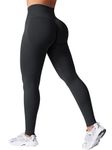 VOYJOY Women Seamless Impact Leggings Scrunch Workout Leggings Medium Waist Tummy Control Butt Lifting Gym Yoga Pants, Black, Medium
