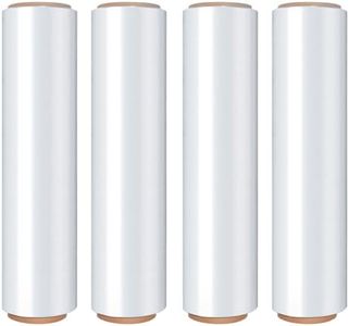 18 Inch Stretch Wrap Roll, Heavy Duty 1500ft Shrink Wrap Roll, Clear 80 Gauge Industrial Strength Stretch Film, Plastic Wrap for Pallet Wrapping Shipping Moving(4 Pack)