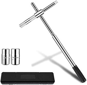 LEJOSTOL 23" Universal Extended Lug Wrench, 4 Way Tire Iron Nut Wrench Set with Storage Box and Standard Lug Nut Remover (17mm/19mm,21mm/23mm) for Heavy Duty Cross Wrench, Tire Wrench