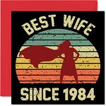 Ruby Anniversary Card for Wife from Husband - Best Wife Since 1984 - I Love You Gifts, Happy 40th Wedding Anniversary Cards for Partner, 145mm x 145mm Greeting Cards for Fortieth Anniversaries