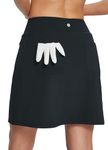 BALEAF Women's Golf Skirt 20" Knee Length Skorts ladies Long Tennis Skorts with Zipper Pocket UV Protection Black L