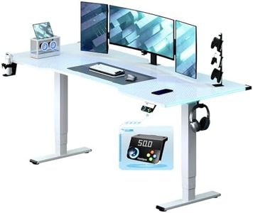 FLEXISPOT CyberX 71 Inch RGB LED Electric Gaming Standing Desk, Dual Motor 3-Stage Adjustable Desk up to 352 lbs, Large Ergonomic Computer Workstation for Gamers, Streamers & Home Studios (White)